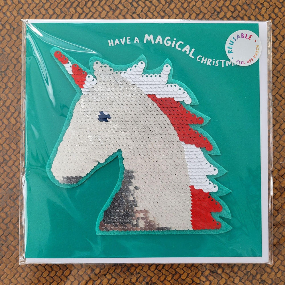 Magical Christmas Unicorn Sequin Card